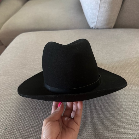 rag & bone Sleek Black Fedora wool hat size small display picture 3